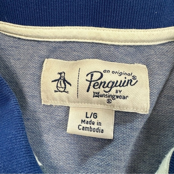 Original Penguin Dual Striped Navy Tipped Polo Short Sleeve with White Accents - Picture 13 of 13